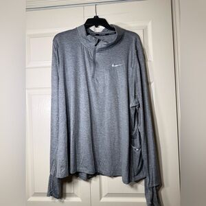 Nike Women’s Gray Pullover Running 1/4 Zip Plus Size Gym Workout Dri-Fit